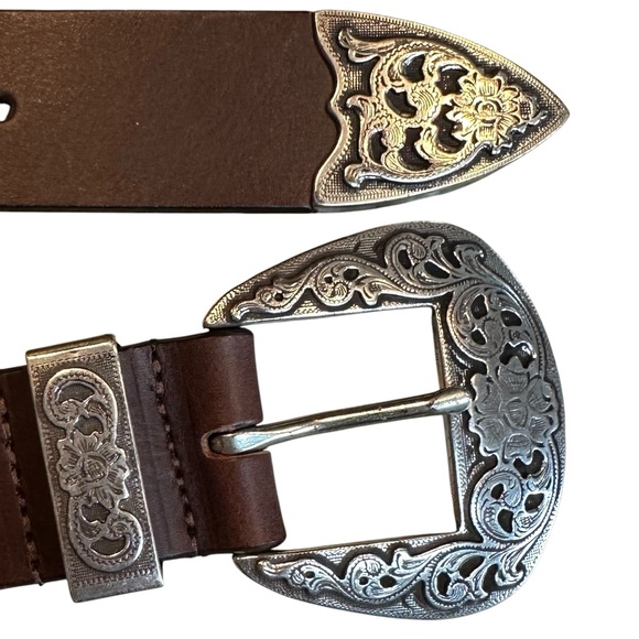 Silpada Designs Brown Western Italian Leather Belt Size M - Picture 4 of 8